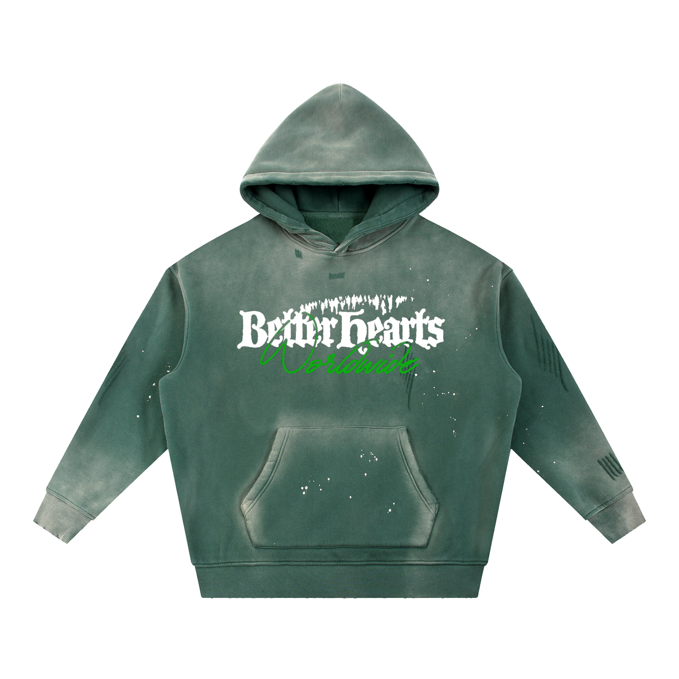 Vintage Washed Frayed Fleece Hoodie
