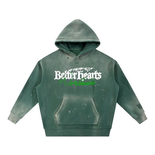 Vintage Washed Frayed Fleece Hoodie