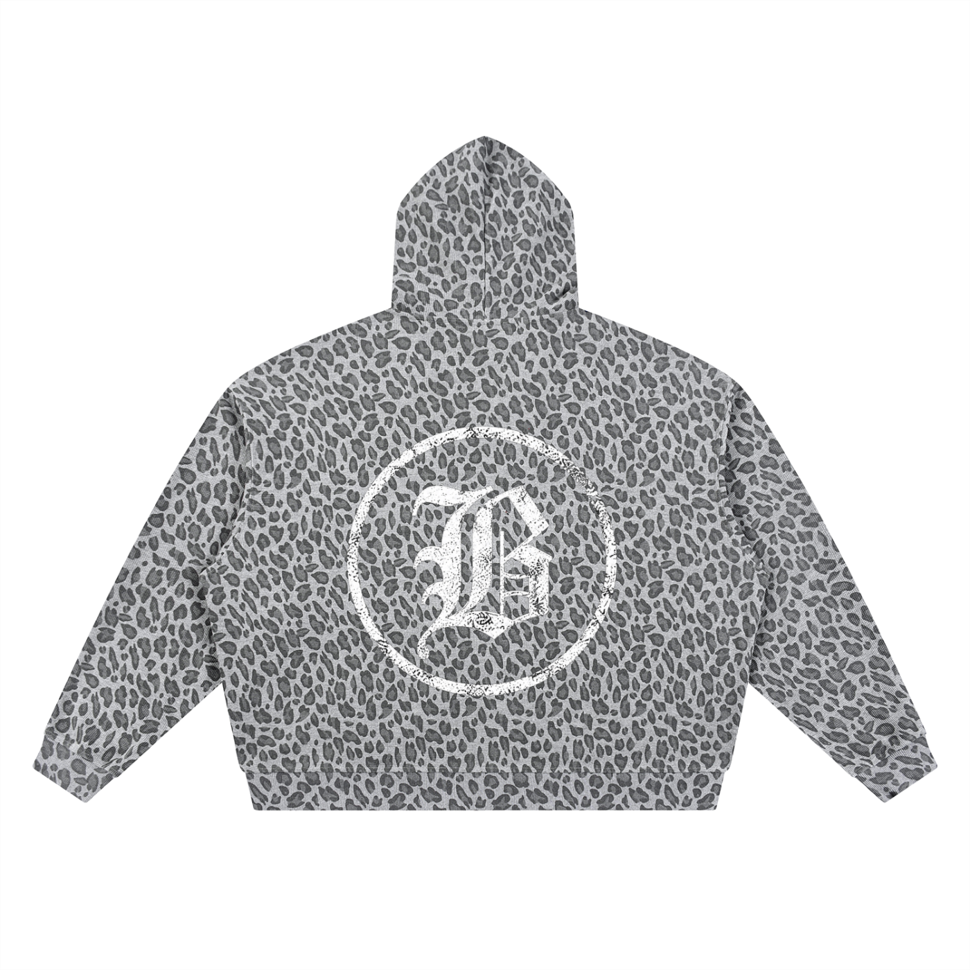 Leopard Print Waffle Full Zip Hoodie