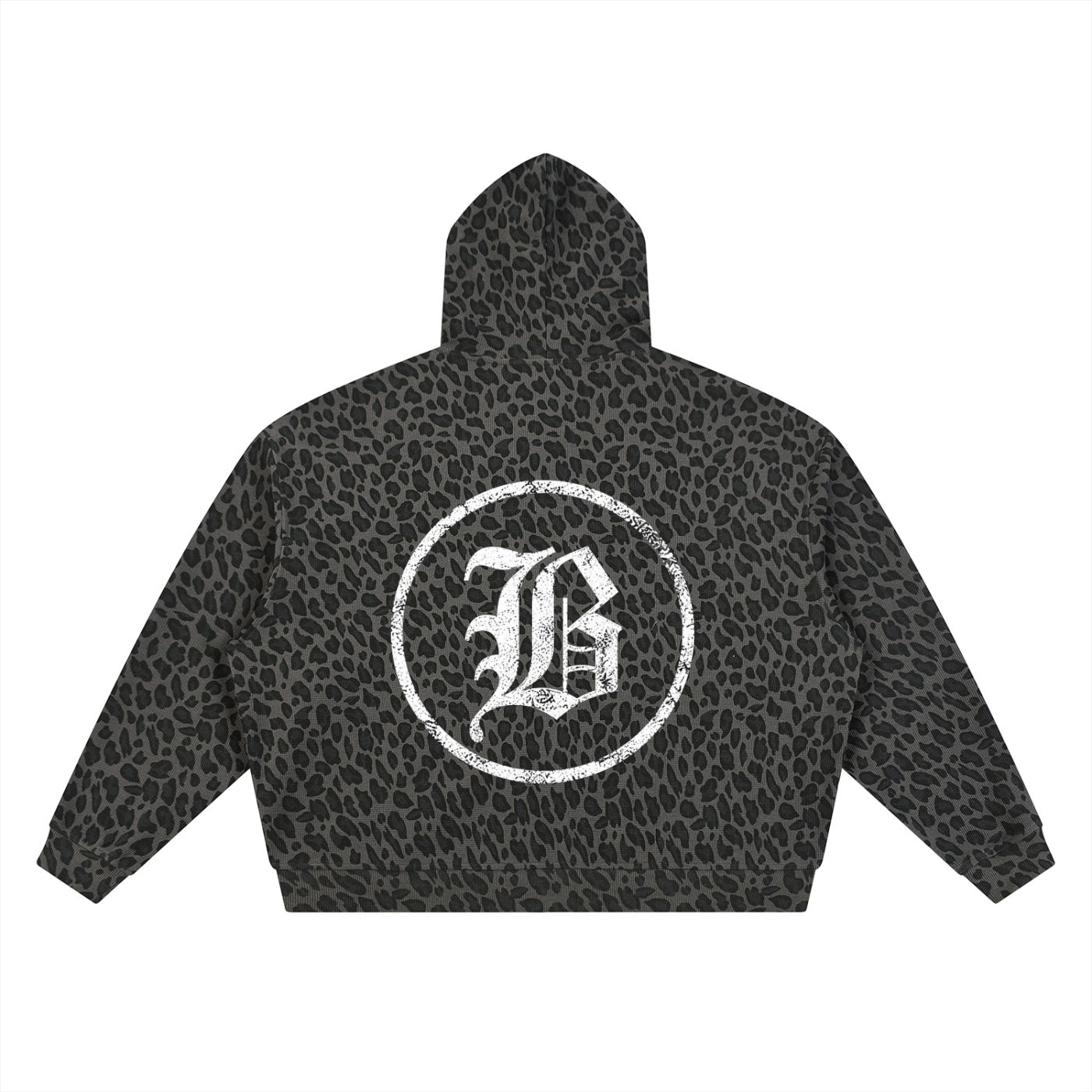 Leopard Print Waffle Full Zip Hoodie