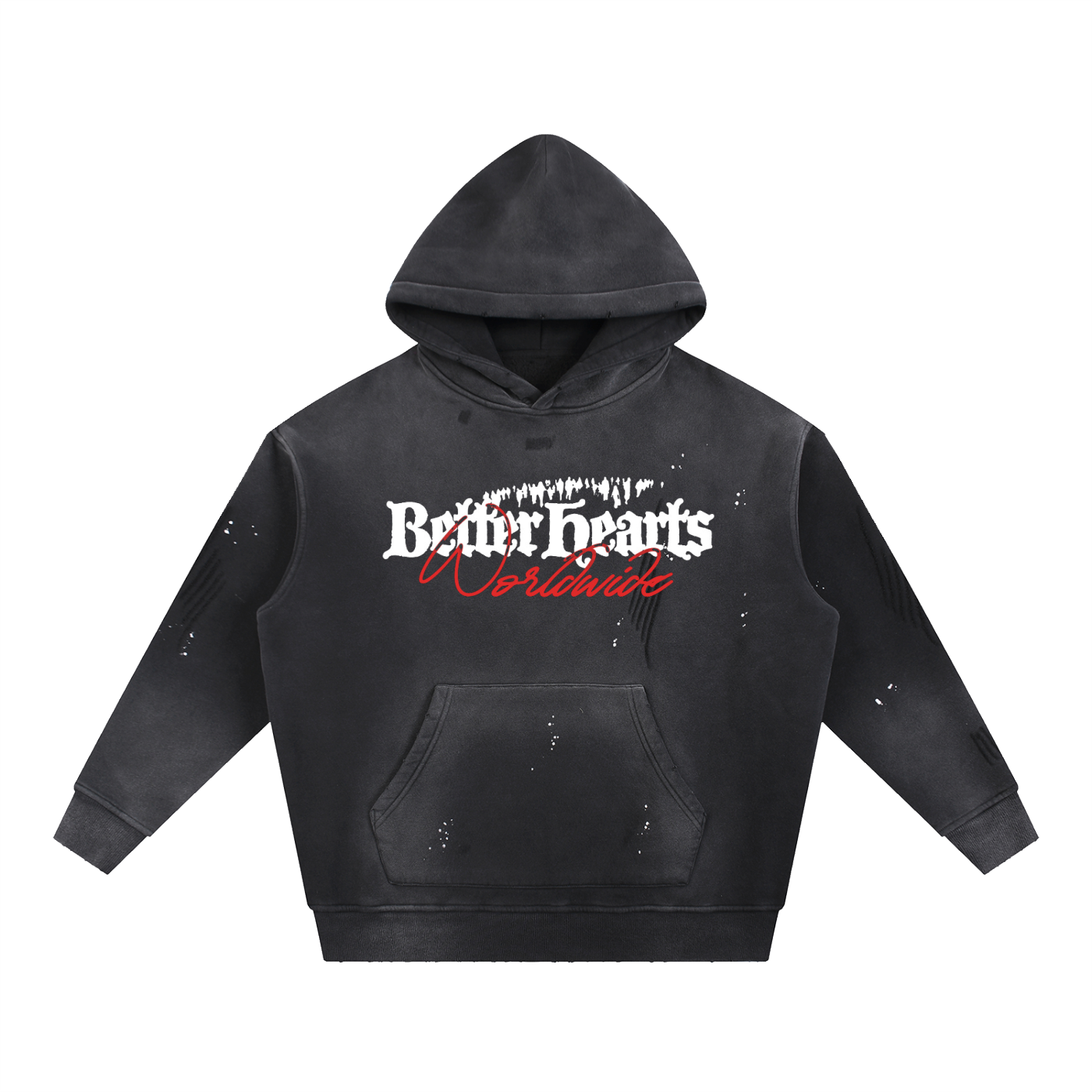 Vintage Washed Frayed Fleece Hoodie