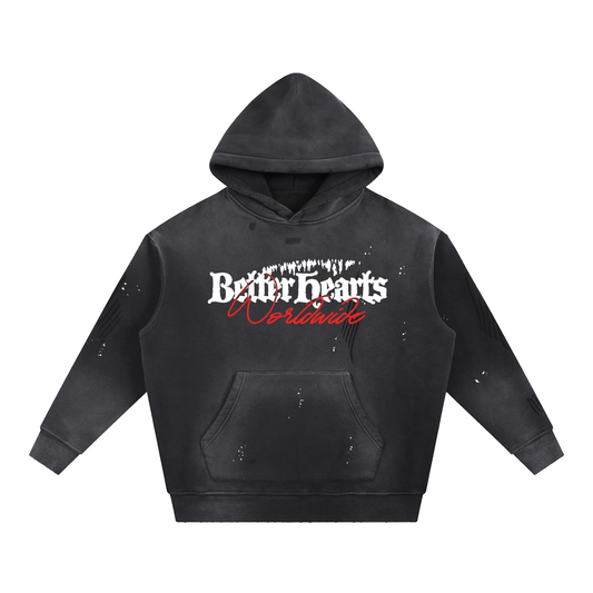 Vintage Washed Frayed Fleece Hoodie